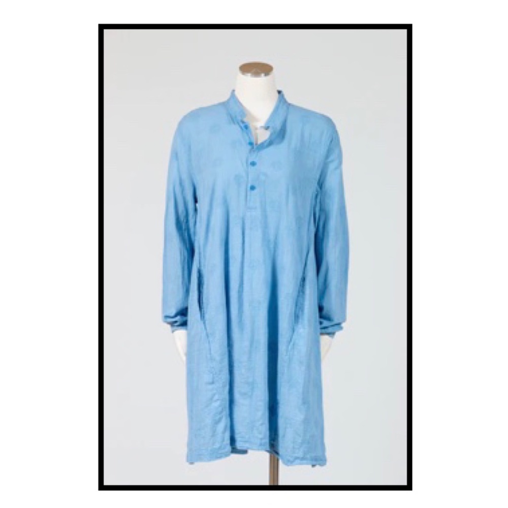 CP Shades Jasmine Tunic, Blue Embroidered Cotton, Size Large